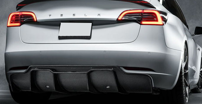 2017-2020 Tesla Model 3 V Style Rear Diffuser (Carbon Fiber)