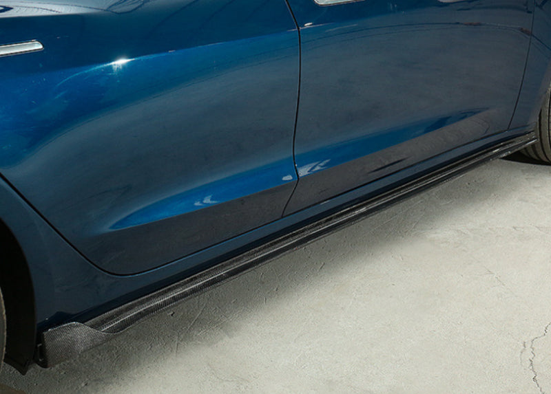 2017-2019 Tesla Model 3 V Style Side Skirts (Carbon Fiber)