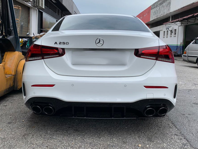 2019+ Mercedes-Benz A Class 45AMG Style Rear Diffuser For AMG-Package 4Door Sedan (Black)