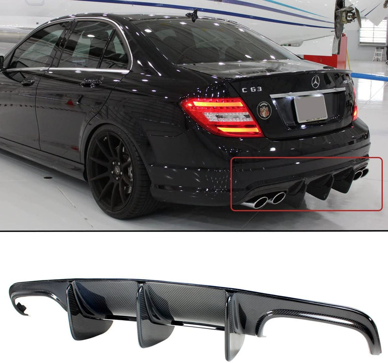 2008-2011 Mercedes-Benz C Class AMG V2 Style Rear Diffuser (Carbon Fiber)