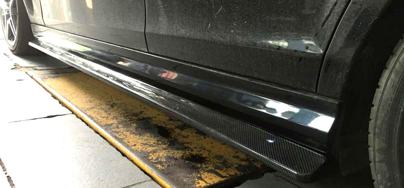 2008-2014 Mercedes-Benz C63 AMG Sedan AMG Style Side Skirt Extensions (Carbon Fiber)