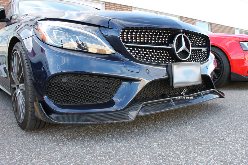 2015-2018 Mercedes-Benz C Class Sedan/Coupe/C43 BR Style Front Bumper Lip (Carbon Fiber)
