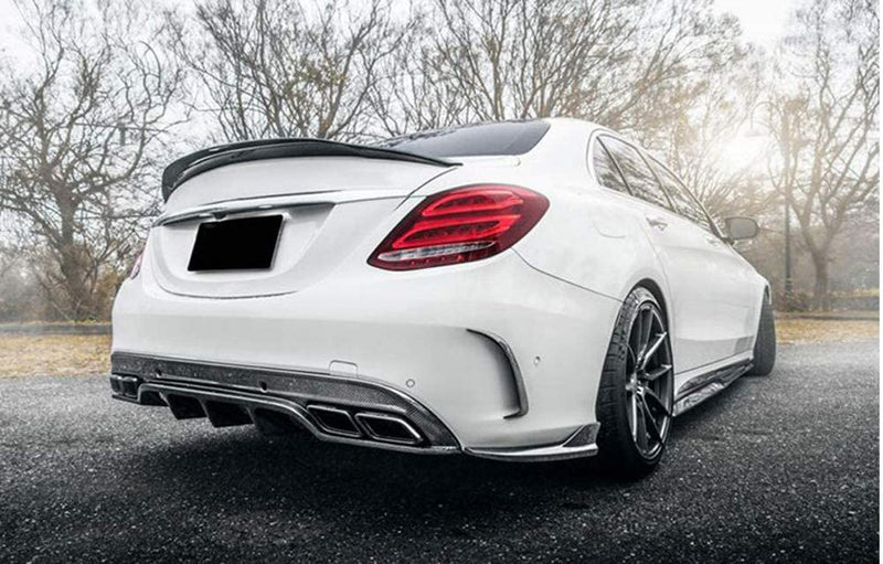 2015-2018 Mercedes-Benz C63 Sedan V Style Rear Aprons (Carbon Fiber)