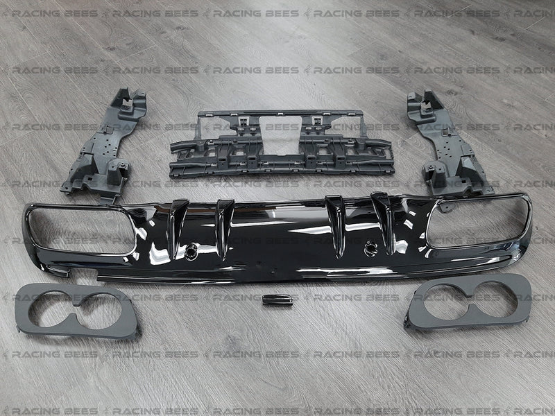 2015-2020 Mercedes-Benz C Class Sedan Night Sport Style Rear Diffuser For AMG-Package Sedan (Black)