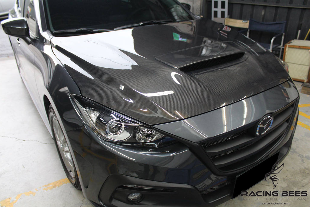 2014-2018 Mazda 3 Sedan/Hatchback MPS Style Hood (Carbon Fiber)