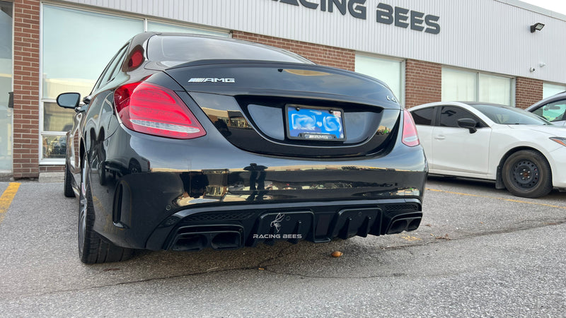 2015-2020 Mercedes-Benz C Class Sedan BR Style Rear Diffuser W/Exhaust Tips For AMG-Package Sedan (Black)