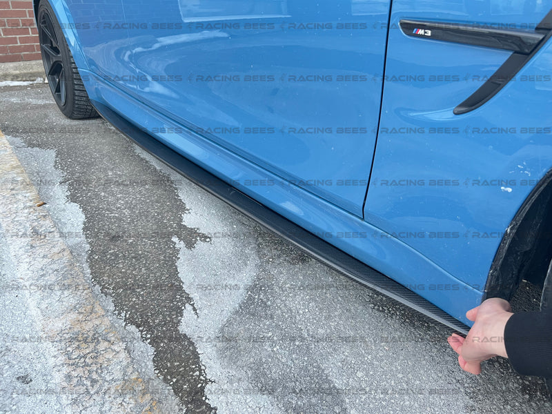 2015-2018 BMW F80 M3 3D Style Side Skirt Extensions (Carbon Fiber)