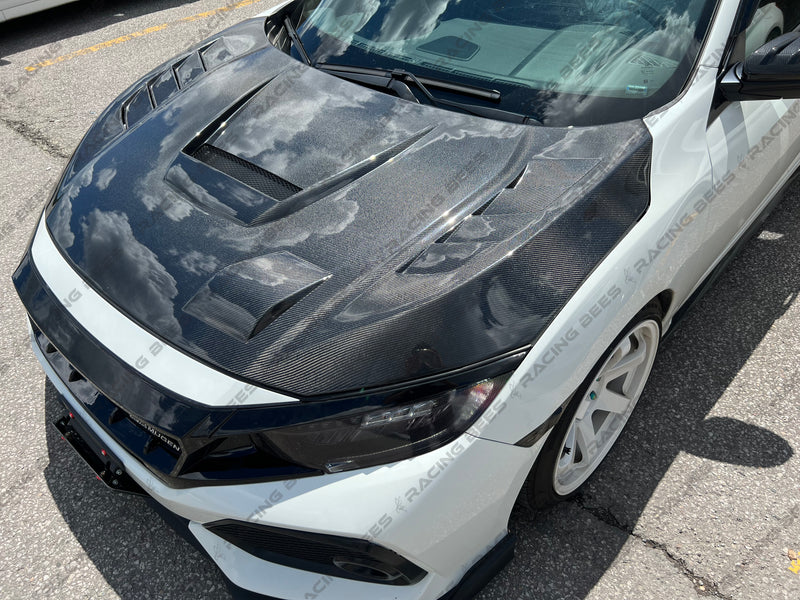 2016-2021 Honda Civic FC1/FC3/FK7 JS Style Hood (Carbon fiber)