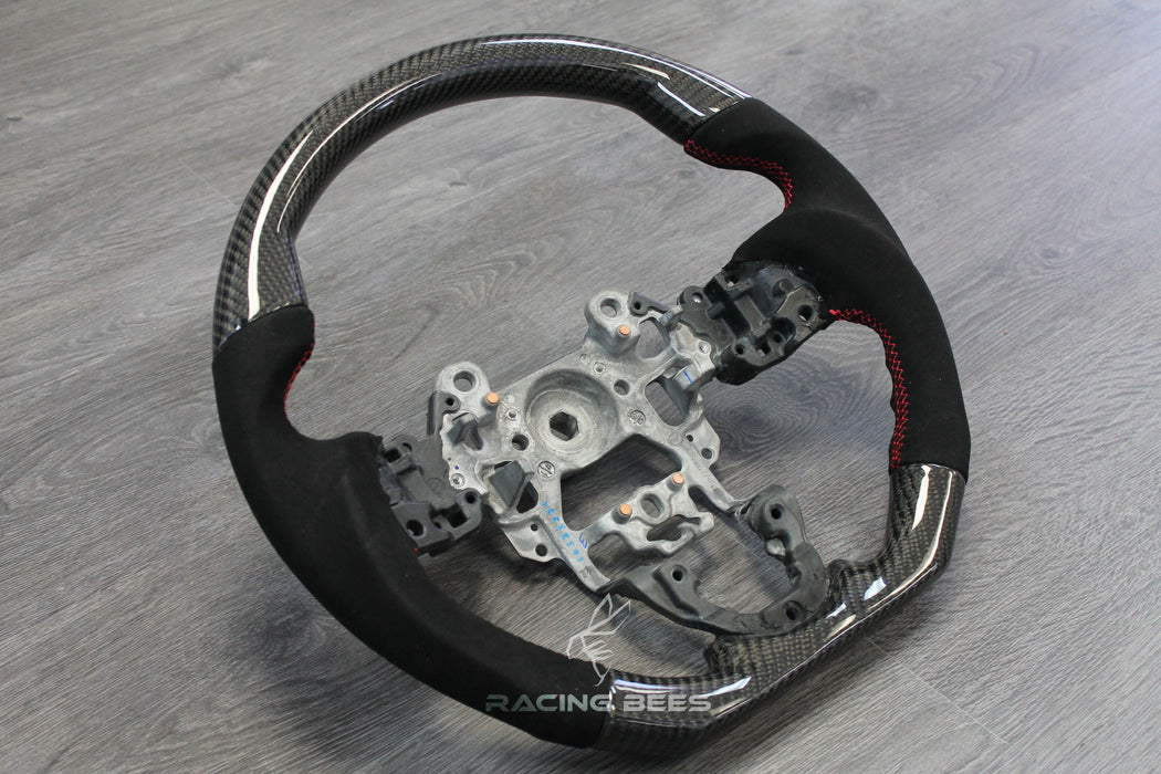 2014-2016 Mazda 3 Sedan/Hatchback Alcantara/Suede Leather Steering Wheel (Carbon Fiber)