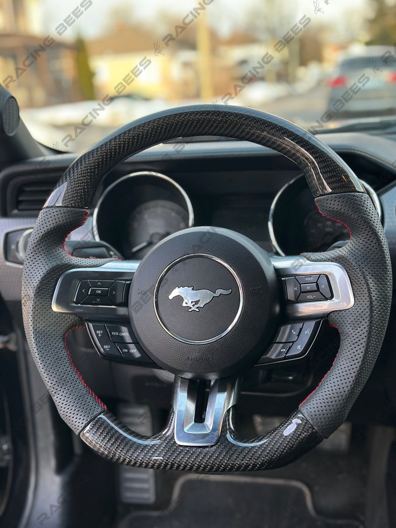 2015-2017 Ford Mustang Perforated Leather Steering (Carbon Fiber)