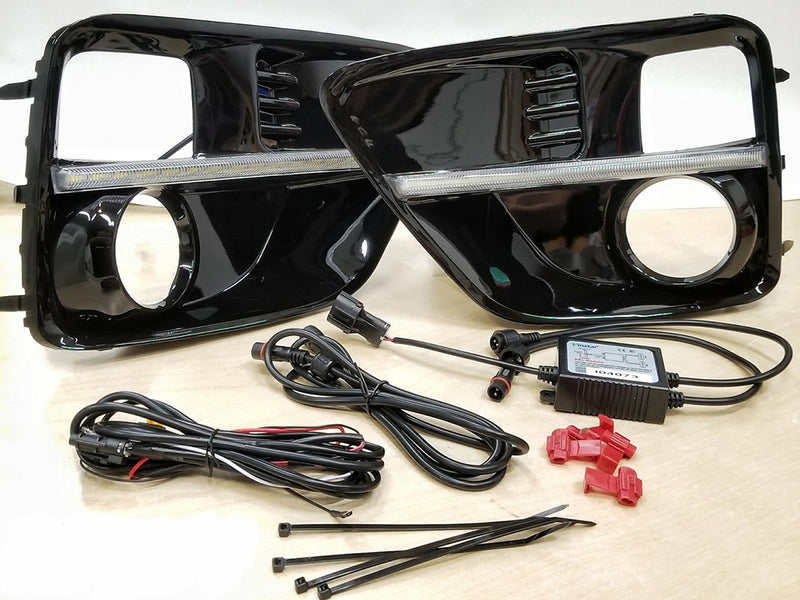 2015-2017 Subaru WRX/STI Gloss Black LED DRL Fog Light Bezels