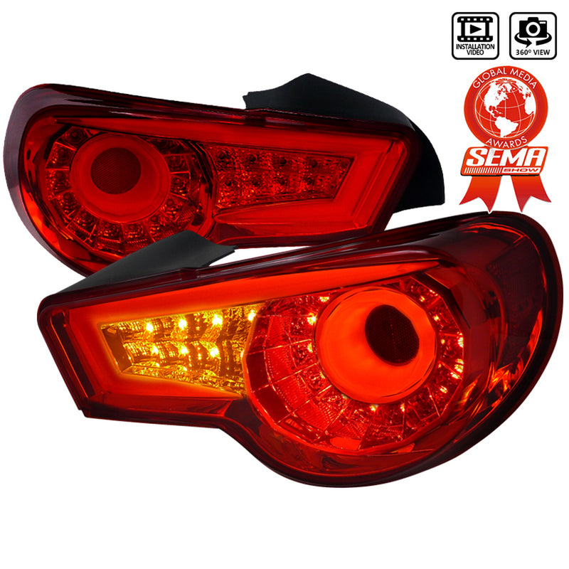 2012-2016 Scion FRS Subaru BRZ LED Tail Lights (Chrome Housing/Red Lens)