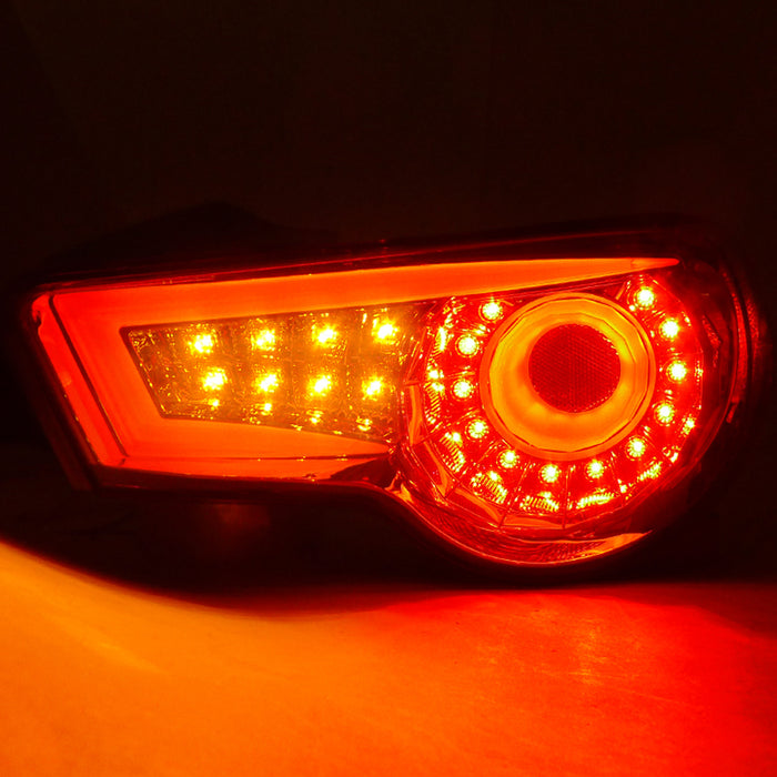 2012-2016 Scion FRS Subaru BRZ LED Tail Lights (Chrome Housing/Red Lens)