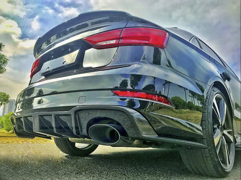 2017-2020 Audi RS3 LRS Style Rear Diffuser + LED (Carbon Fiber)
